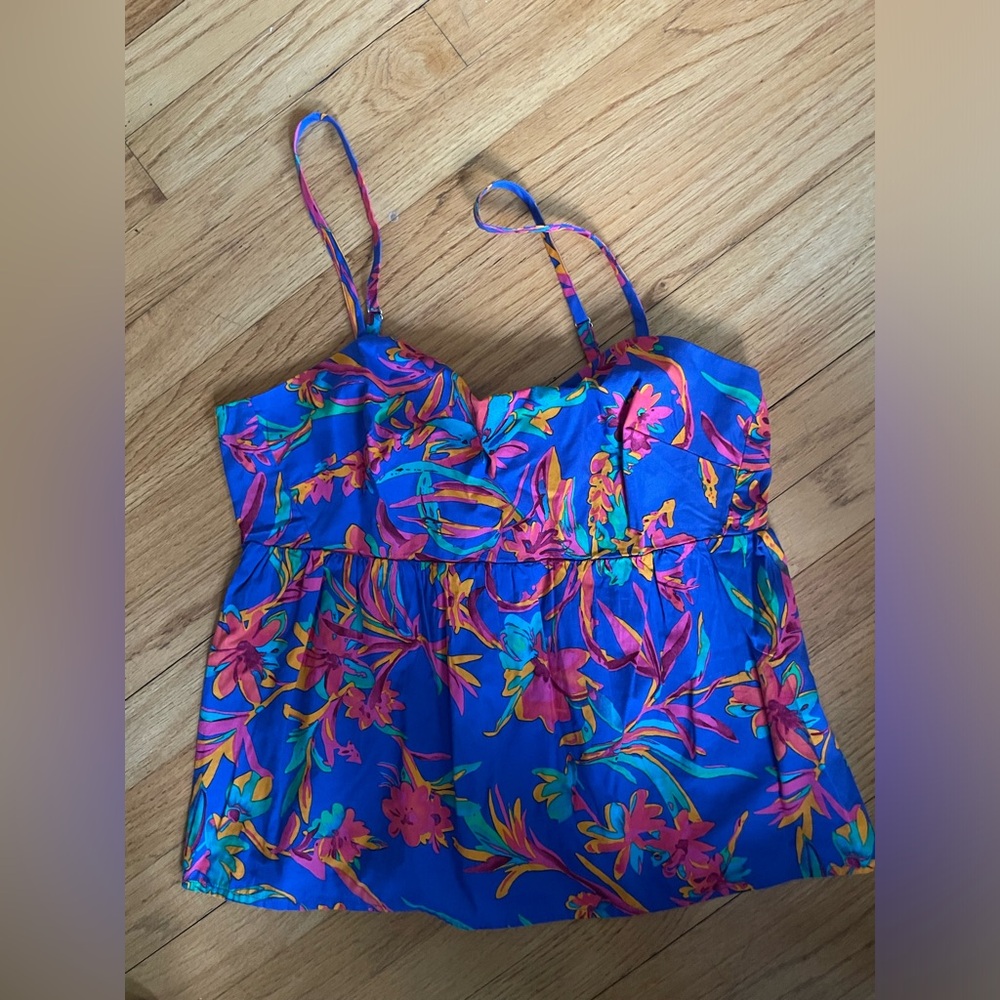 Jcrew Blue Floral Tank Top - Women’s Size 10 NWT